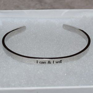 I can & I will Silvertone Bangle Bracelet